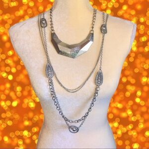 Long multi chain silver necklace!!